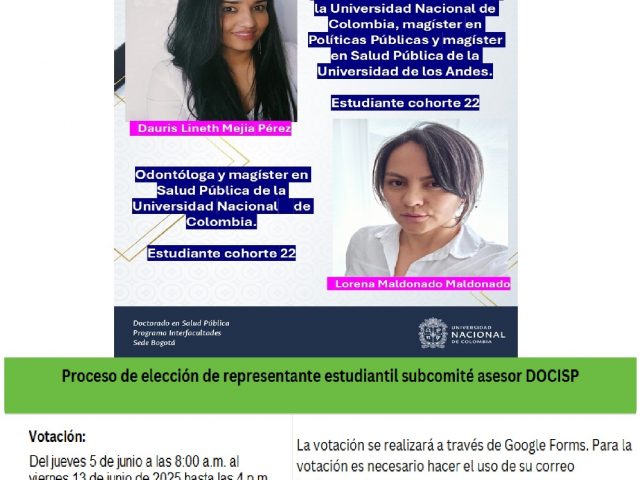 PROCESO DE ELECCIÓN DE REPRESENTANTE ESTUDIANTIL SUBCOMITÉ ASESOR DOCISP