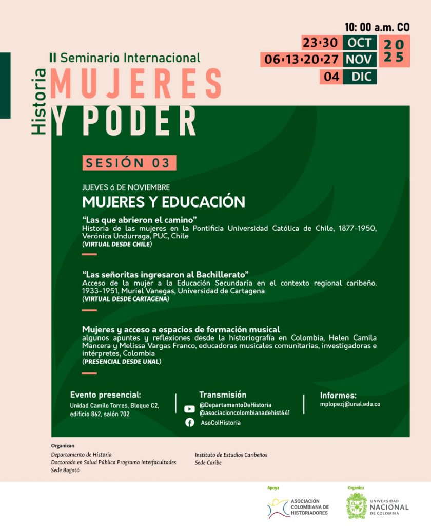 INVITACIÓN A PARTICIPAR EN LA SESIÓN III DE LA SEGUNDA EDICIÓN DEL SEMINARIO INTERNACIONAL HISTORIA, MUJERES Y PODER
