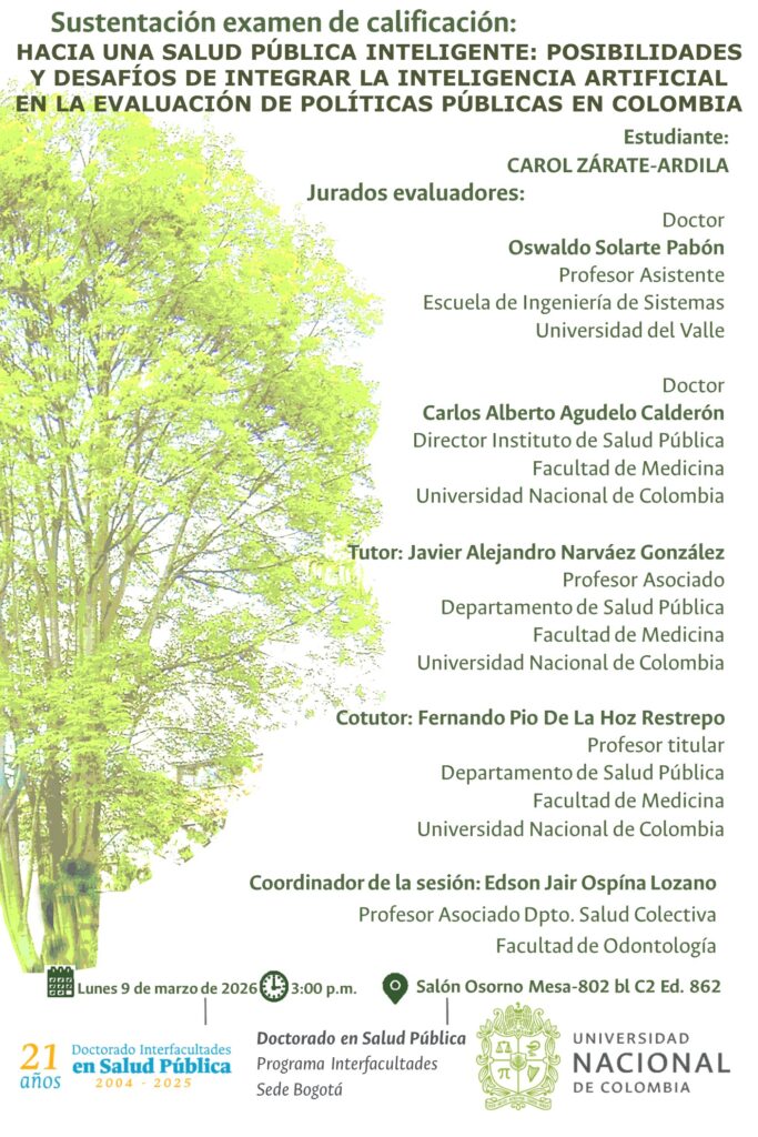 Invitación a participar en la sustentación, examen de calificación de nuestra estudiante Carol Zárate Ardila